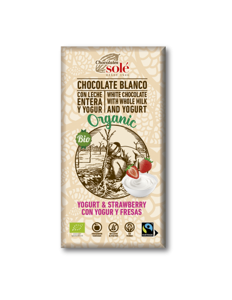 Chocolate Blanco con Yogur y Fresas Eco 100G Chocolates Solé Chocolate Blanco con Yogur y Fresas Eco 100G Chocolates Solé