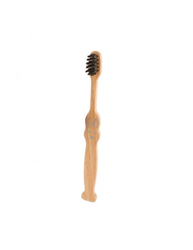 Cepillo de dientes de madera de haya niños de 3 a 6 años azul BIOSEPTYL