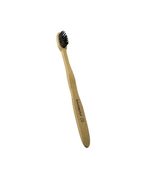 Cepillo de dientes de madera de haya soft negro Bioseptyl