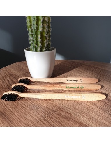 Cepillo de dientes de madera de haya soft verde Bioseptyl