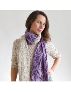 Pañuelo/Foulard 100% algodón orgánico Djian Good Friends Morado/Gris topo 2