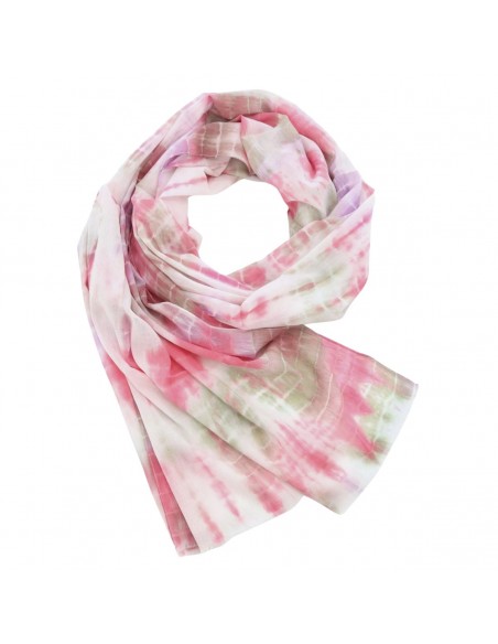 Pañuelo/Foulard 100% algodón orgánico Djian Rosa Multicolor
