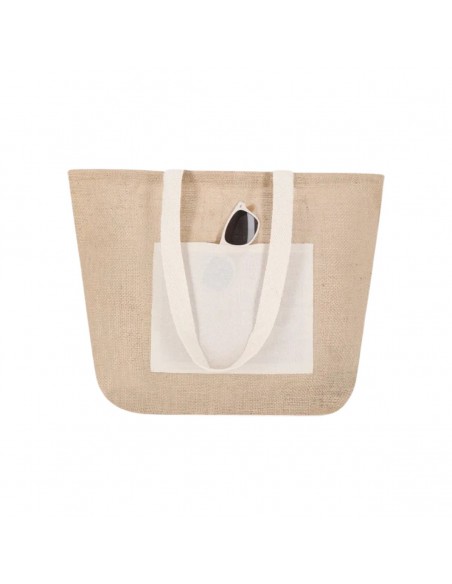 Bolsa de playa ecológica de yute con asas de algodón