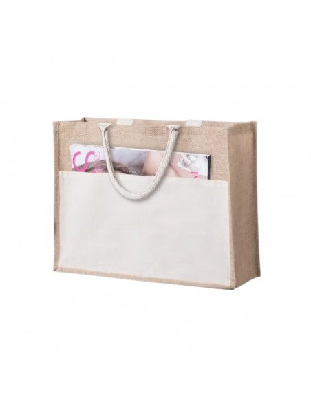 Bolsa ecológica de yute con bolsillo frontal de algodón