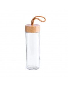 Botella de cristal y tapón a rosca de bambú eco (430 ml)