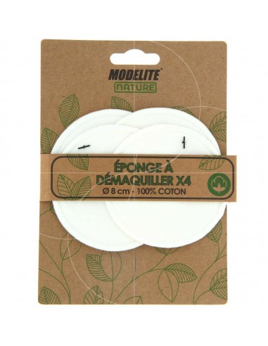 Esponja desmaquillante de algodón x4 Modelite Nature