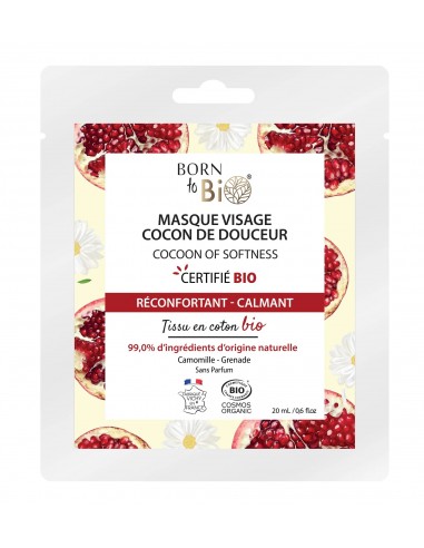 Mascarilla facial Cocoon de Douceur en algodón Certificada Bio 20ml Born to Bio