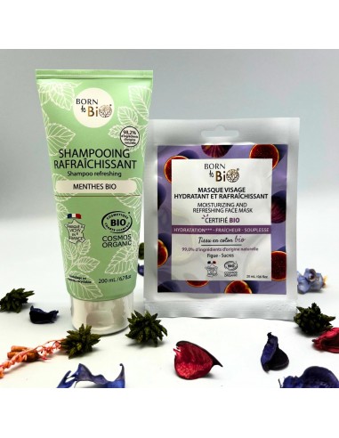 Mascarilla facial Hidratante y Refrescante en algodón Certificada Bio 20ml Born to Bio