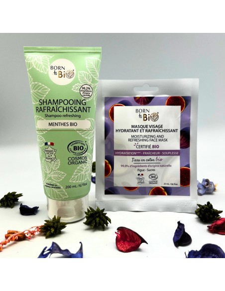 Mascarilla facial Hidratante y Refrescante en algodón Certificada Bio 20ml Born to Bio