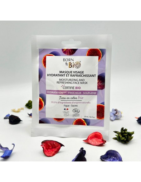 Mascarilla facial Hidratante y Refrescante en algodón Certificada Bio 20ml Born to Bio