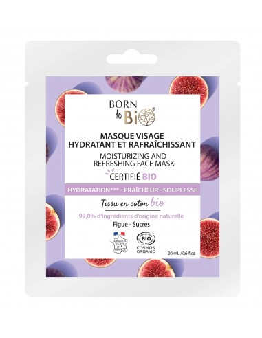Mascarilla facial Hidratante y Refrescante en algodón Certificada Bio 20ml Born to Bio