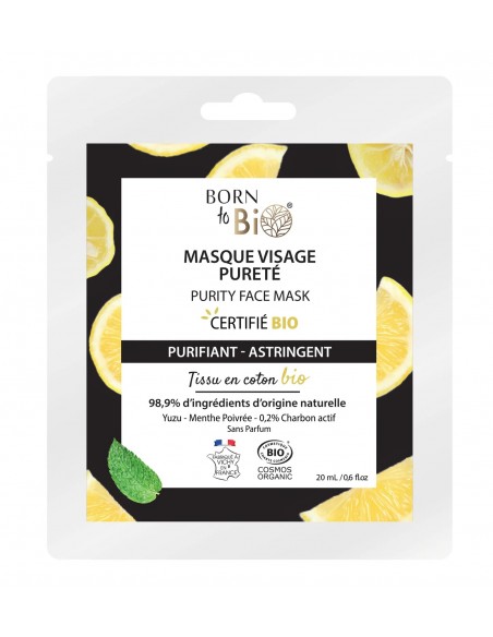 Mascarilla facial Pureté en algodón Certificada Bio 20ml Born to Bio