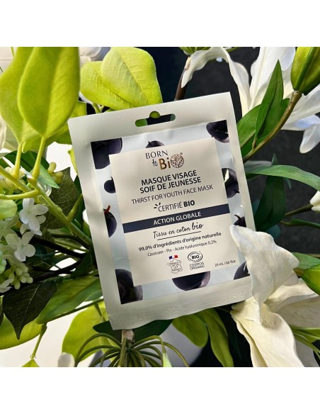 Mascarilla facial Thirst for Youth en algodón Certificada Bio 20ml Born to Bio