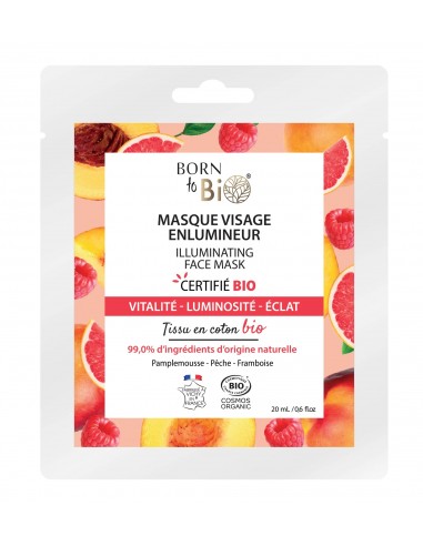 Mascarilla facial iluminadora de algodón Certificada Bio 20ml Born to Bio