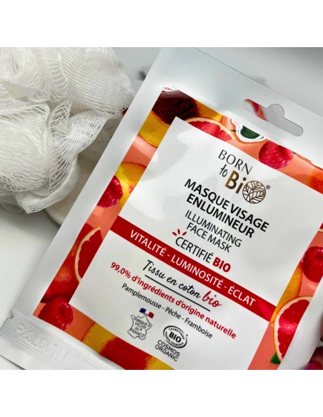 Mascarilla facial iluminadora de algodón Certificada Bio 20ml Born to Bio