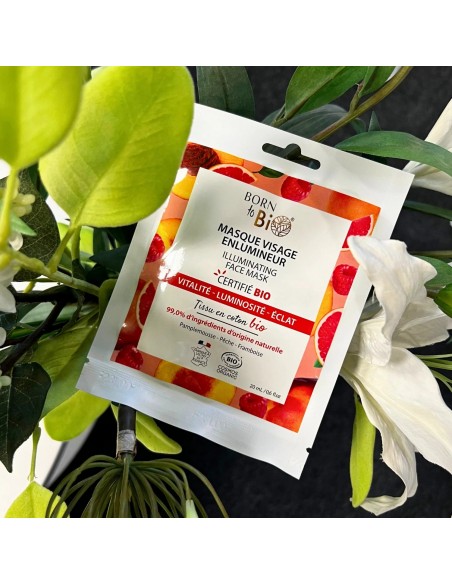 Mascarilla facial iluminadora de algodón Certificada Bio 20ml Born to Bio