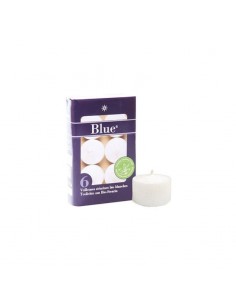 Pack 6 Velas Bajas de Estearina Blancas Blue