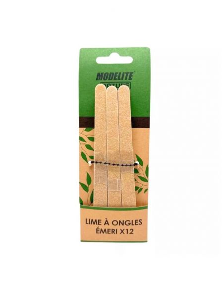 Juego de 12 limas de madera para uñas (tamaño grande) Modelite Nature