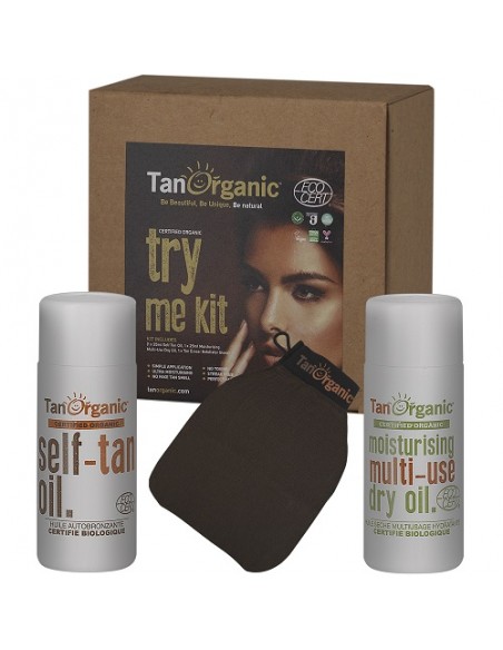 TRY ME KIT- Autobronceador+Aceite seco +guante exfoliante Tanorganic TRY ME KIT- Autobronceador+Aceite seco +guante exfoliante Tanorganic