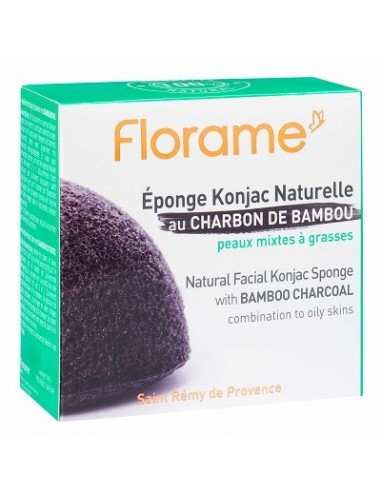 Esponja Konjac Natural al Carbón de Bambú para pieles mixtas a grasas Florame