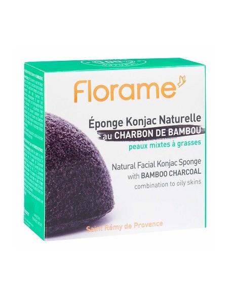 Esponja Konjac Natural al Carbón de Bambú para pieles mixtas a grasas Florame
